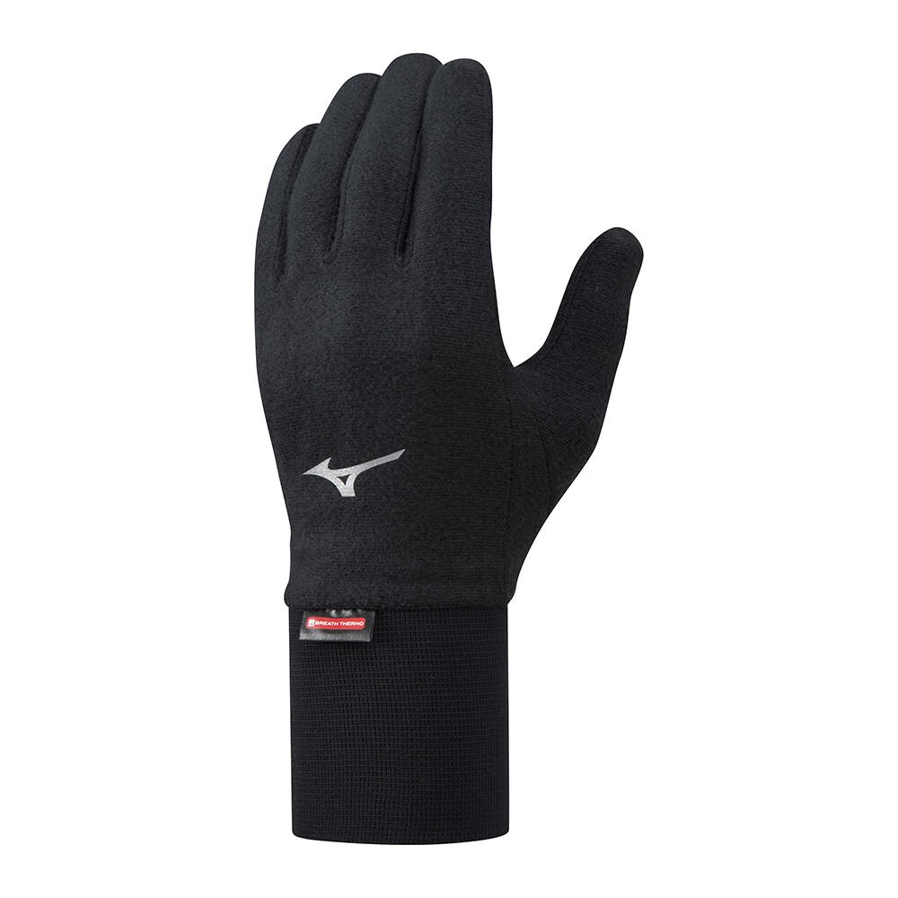 Mizuno Women's Breath Thermo Mid Weight Fleece Running Gloves Black (73XBK262C09-HNP)